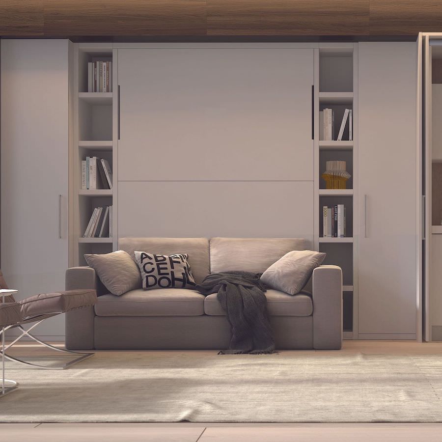Letto a scomparsa design moderno con divano Cubo chiuso